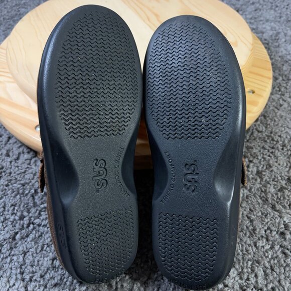 SAS Shoes Womens Size 7 Wide Suede Brown Slip On Clog Comfort Mule Made in USA - Picture 8 of 8